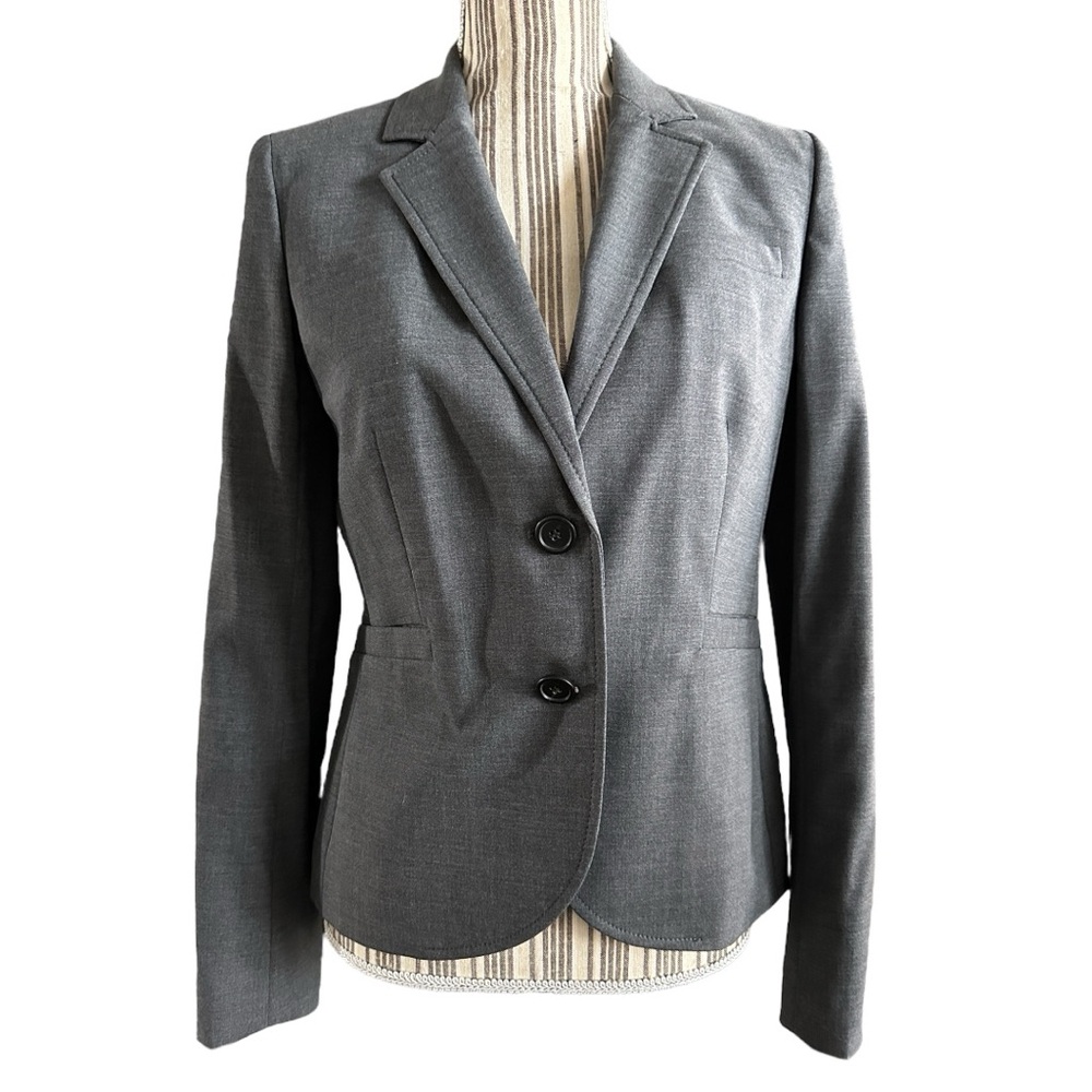JCrew Gray Two-Piece Suit Set sz 6 city fit wool blend lined 2 button blazer - Picture 2 of 16